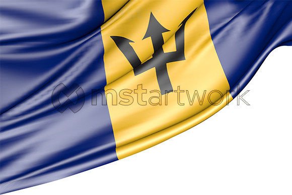 Barbados Flag Isolated on White: 3D Design Asset