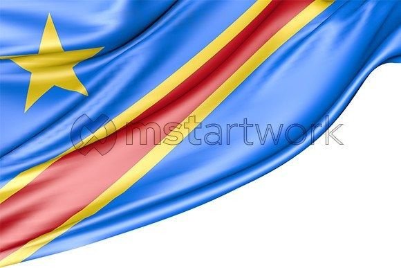 Congo Democratic Republic Flag Isolated: 3D Design Uses