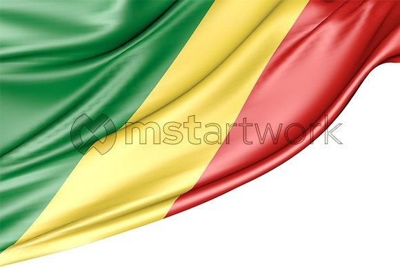 Congo Republic Flag Isolated on White: A High-Resolution 3D Resource for Digital and Print Media