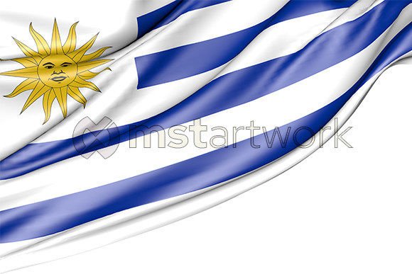 Elevating Visual Projects with a 3D Uruguay Flag Isolated on White Background