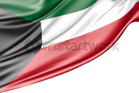 Kuwait Flag Isolated on White Background: A High-Resolution 3D Resource for Digital and Print Media