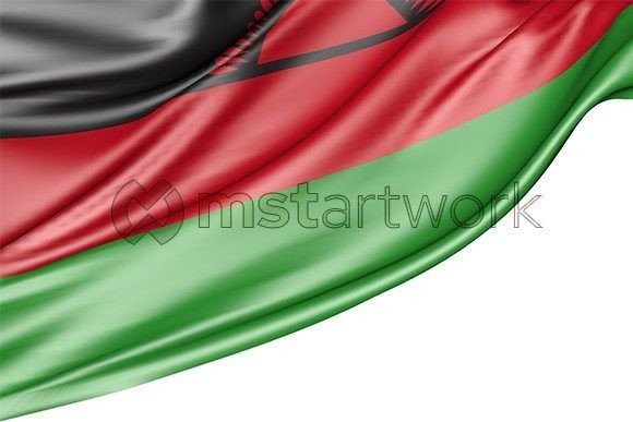 Malawi Flag Isolated on White Background