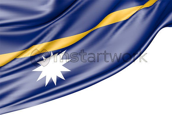 Nauru Flag Isolated on White Background