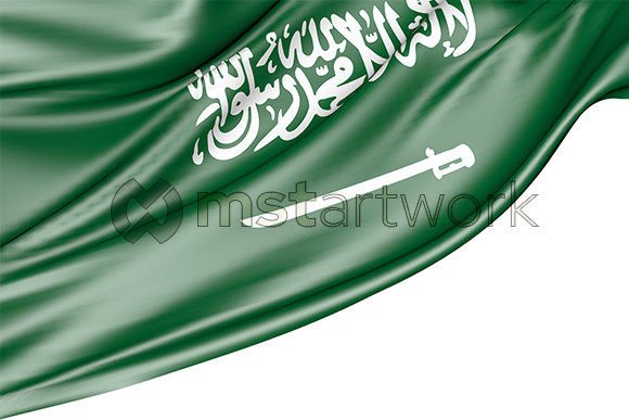 Saudi Arabia Flag Isolated on White: 3D Design Uses