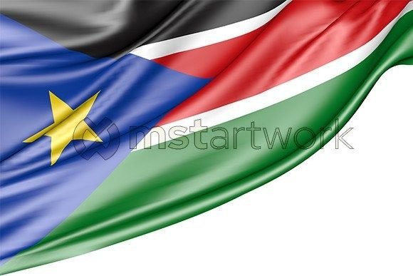 South Sudan Flag Isolated on White Design Asset