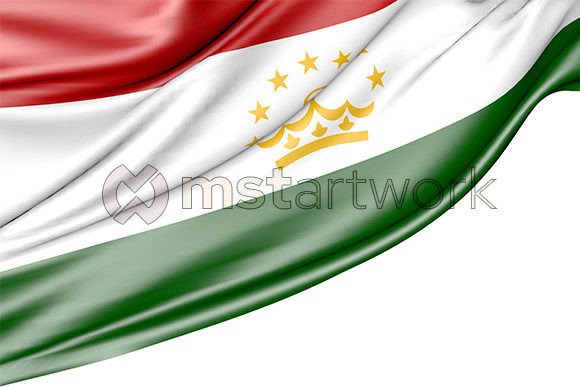 Tajikistan Flag Isolated on White